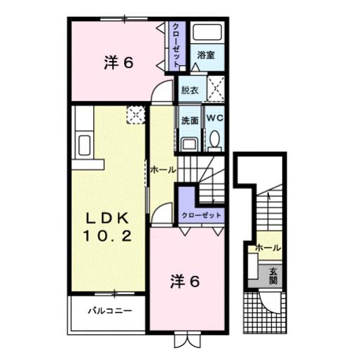 LIVE IN 優(2LDK/2階)の間取り写真