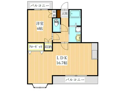 ハーモニ-帯山(1LDK/1階)の間取り写真