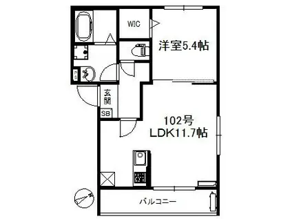 ポラリス野中町(1LDK/2階)の間取り写真