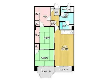 ホワイトハウス穂積(3LDK/6階)の間取り写真