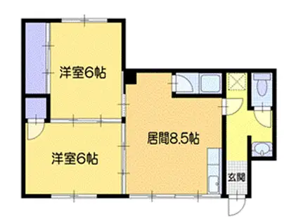 クレセント天神(2LDK/1階)の間取り写真