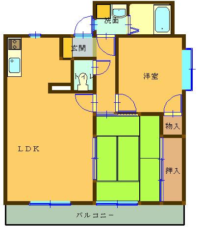 オリオン(2LDK/3階)の間取り写真