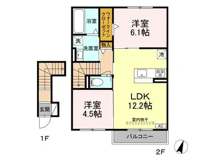 シャトーアサヒVII(2LDK/2階)の間取り写真