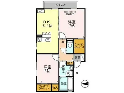 D-ROOM美田(2DK/2階)の間取り写真