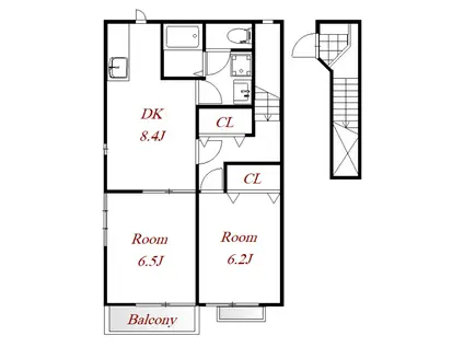 カーサカネジョウ(2DK/2階)の間取り写真