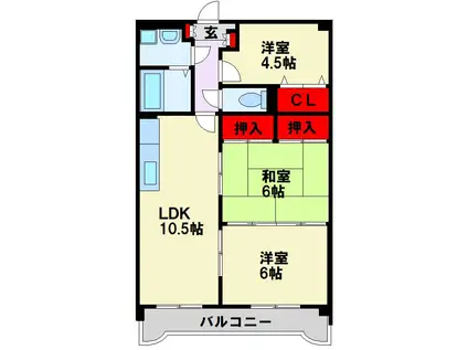 クレベール鷹の巣(3LDK/7階)の間取り写真