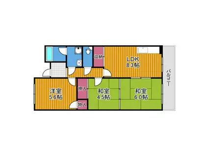エムテック藤井寺(3LDK/3階)の間取り写真