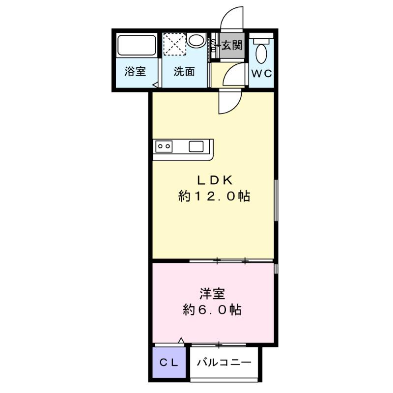 ハウスモメゾン大浜 A(1LDK/1階)の間取り写真
