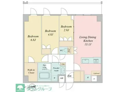 LIME RESIDENCE KAWAGUCHI イースト(3LDK/6階)の間取り写真