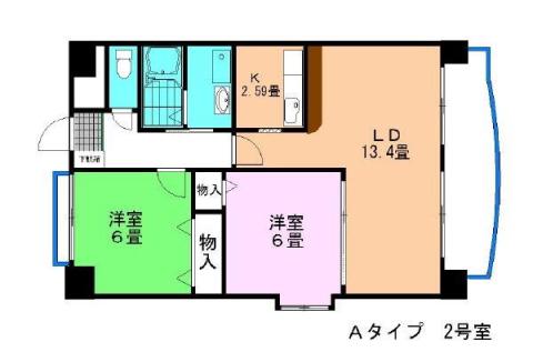 アーバンヒルズ(2LDK/6階)の間取り写真