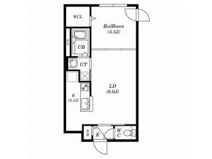 シティレジデンス南郷13丁目(1LDK/4階)の間取り写真