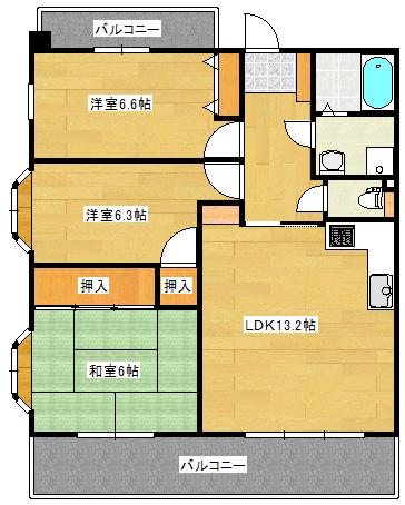 グリーンヒル吉村Ⅲ(3LDK/5階)の間取り写真