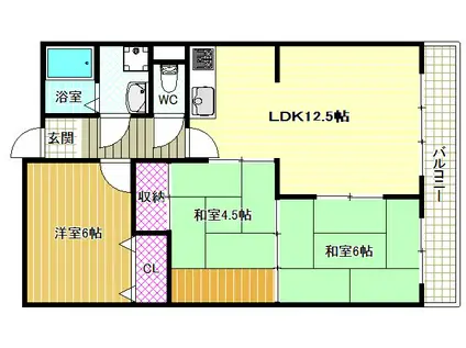 フローラルコート(3LDK/2階)の間取り写真