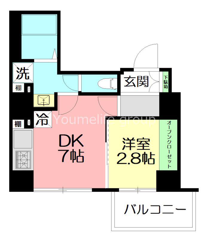 A-FLAT HIRATSUKA(1DK/9階)の間取り写真