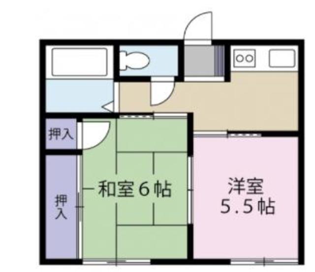 ＪＲ東海道本線 沼津駅 バス乗車時間：15分 最寄りバス停で下車 徒歩6分 2階建 築35年(2K/2階)の間取り写真