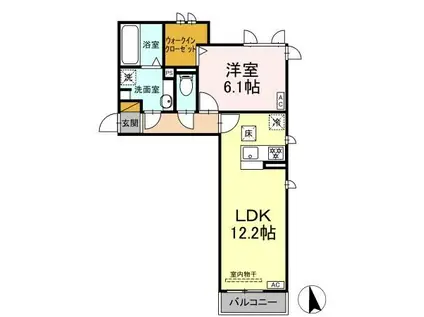 LE LIEN AKANE サウス(1LDK/1階)の間取り写真