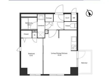 ビィ・フォルマ亀戸(1LDK/2階)の間取り写真
