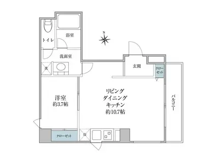 AXIS銀座東(1LDK/2階)の間取り写真