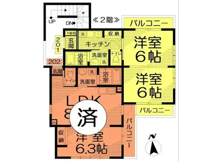 STARTING POINT柳沢(2K/2階)の間取り写真