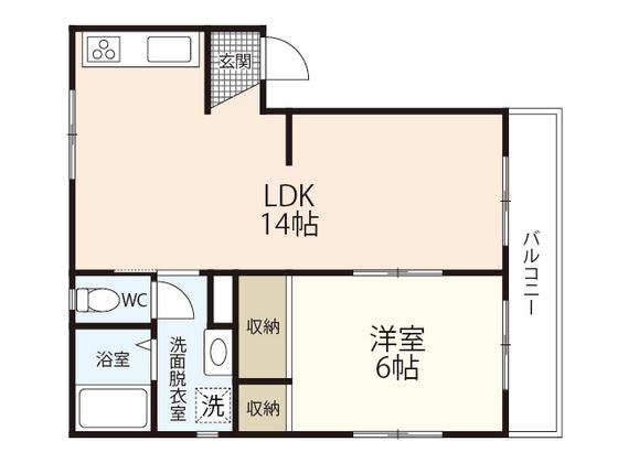 フレグランス笹口B棟(1LDK/2階)の間取り写真