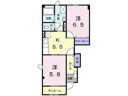 サン・ベルデ(2K/1階)の間取り写真