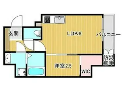 KRYSTAL FIMETHII番館(1LDK/9階)の間取り写真