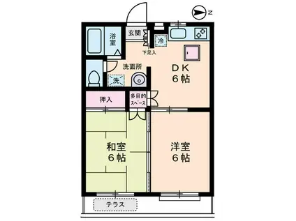 ハイムエムティー1(2DK/1階)の間取り写真