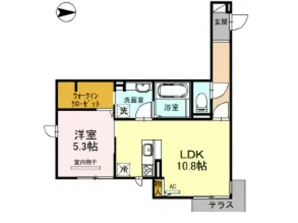 ウィキぺティア(1LDK/1階)の間取り写真