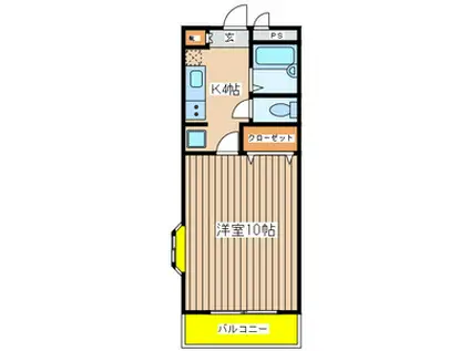 ウイングクレストK&E(1K/2階)の間取り写真