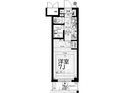 デュオステージ関内II(1K/2階)の間取り写真