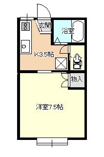 シャンブル・ビギニング(1K/1階)の間取り写真