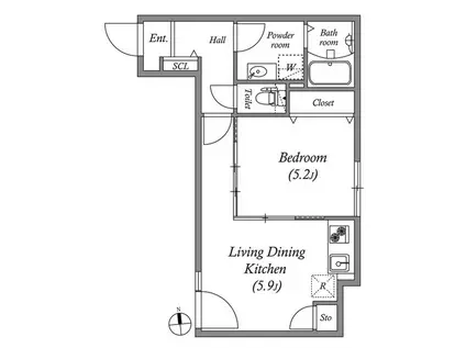 BRANCHE鷺ノ宮II(1DK/1階)の間取り写真