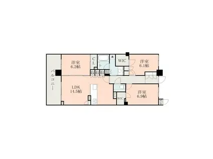 ザ・熊本ガーデンズ 1104号(3LDK/11階)の間取り写真