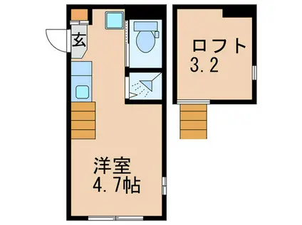 ハーモニーテラス坂戸(ワンルーム/2階)の間取り写真