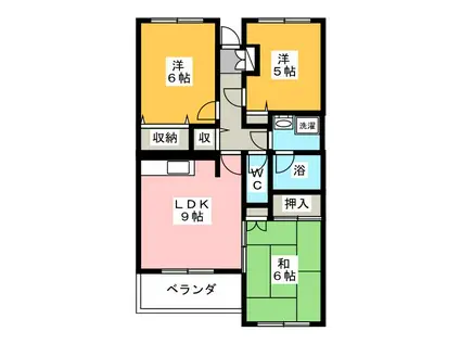 エスポワールさつきが丘(3DK/2階)の間取り写真