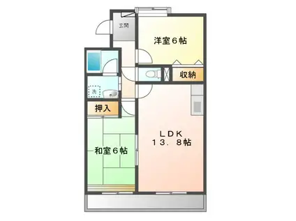愛知環状鉄道 三河豊田駅 徒歩9分 4階建 築32年(2LDK/2階)の間取り写真