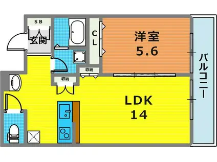 クレストKOBE(1LDK/2階)の間取り写真