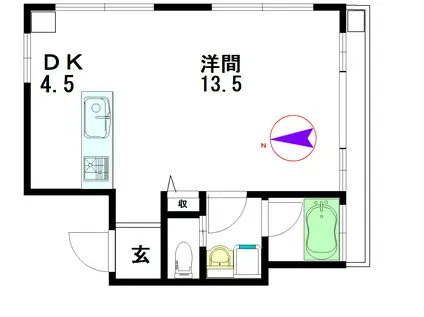 めぞん一刻(ワンルーム/2階)の間取り写真