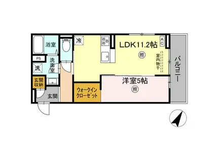 PREMILIFE下郡東(1LDK/3階)の間取り写真