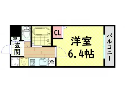 プレミアム新町III(1K/5階)の間取り写真