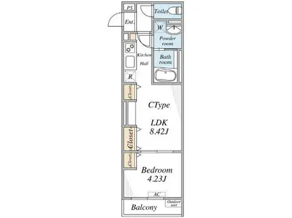 リブリ・足立西新井本町4(1LDK/1階)の間取り写真
