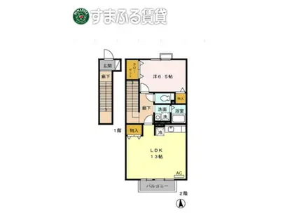 ネオハイツみゆきII(1LDK/2階)の間取り写真