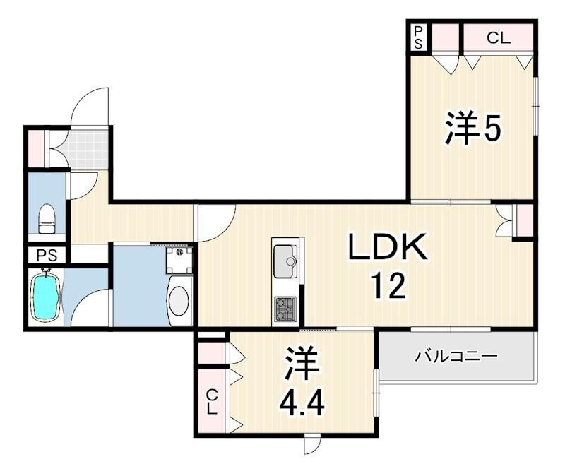 へーベルメゾンさくら夙川(2LDK/2階)の間取り写真