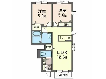 カーサ・アレグリア(2LDK/1階)の間取り写真