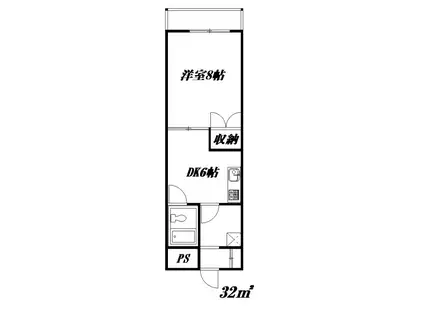 ジオナ松屋町(1DK/2階)の間取り写真