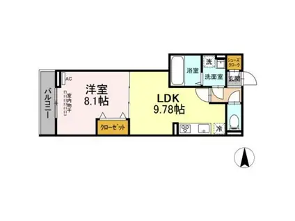 アヴァンス中村南(1LDK/3階)の間取り写真