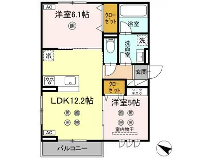 D-RESENA大橋II(2LDK/2階)の間取り写真