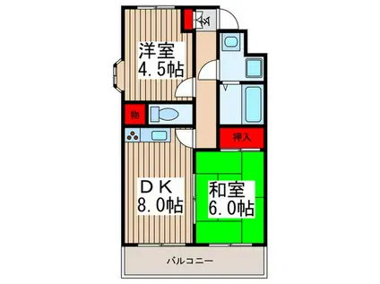 ロイヤルメゾン(2DK/2階)の間取り写真