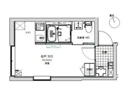 LIFEED CREAL広尾 3階(ワンルーム/3階)の間取り写真