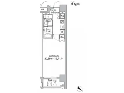 レジディア市ヶ谷II(1K/9階)の間取り写真